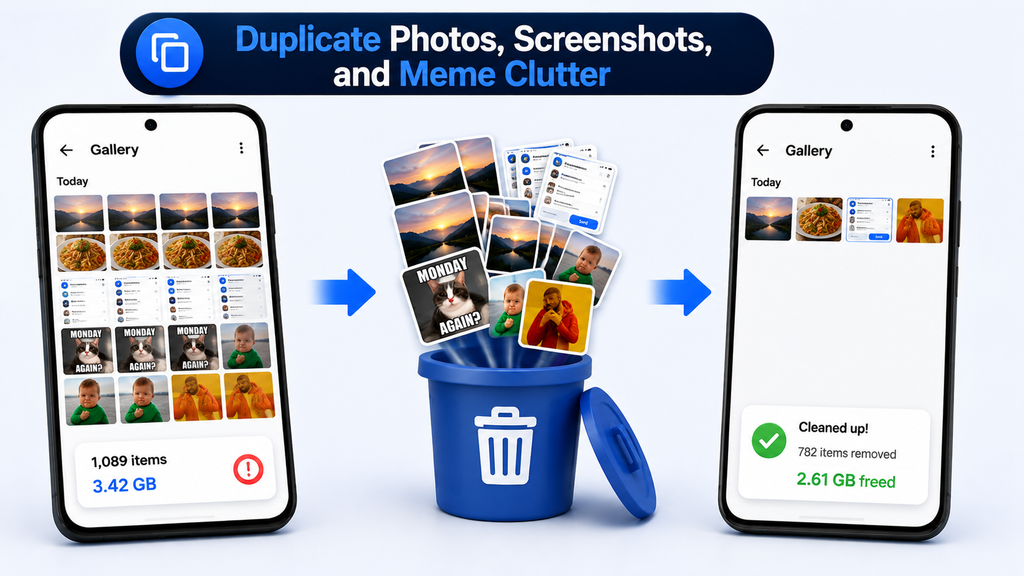 Duplicate Photos, Screenshots, and Meme Clutter