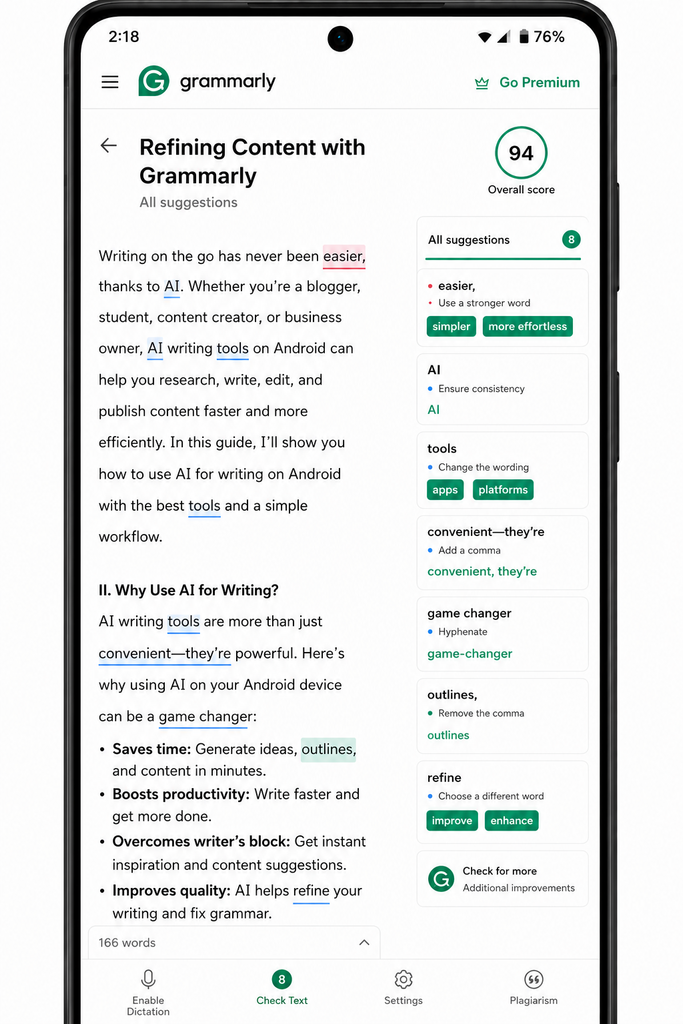 Refining Content with Grammarly