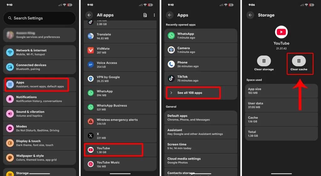 Clear Cache on Google Pixel