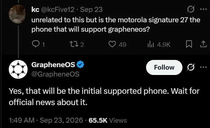 Graphene OS confirmation on X