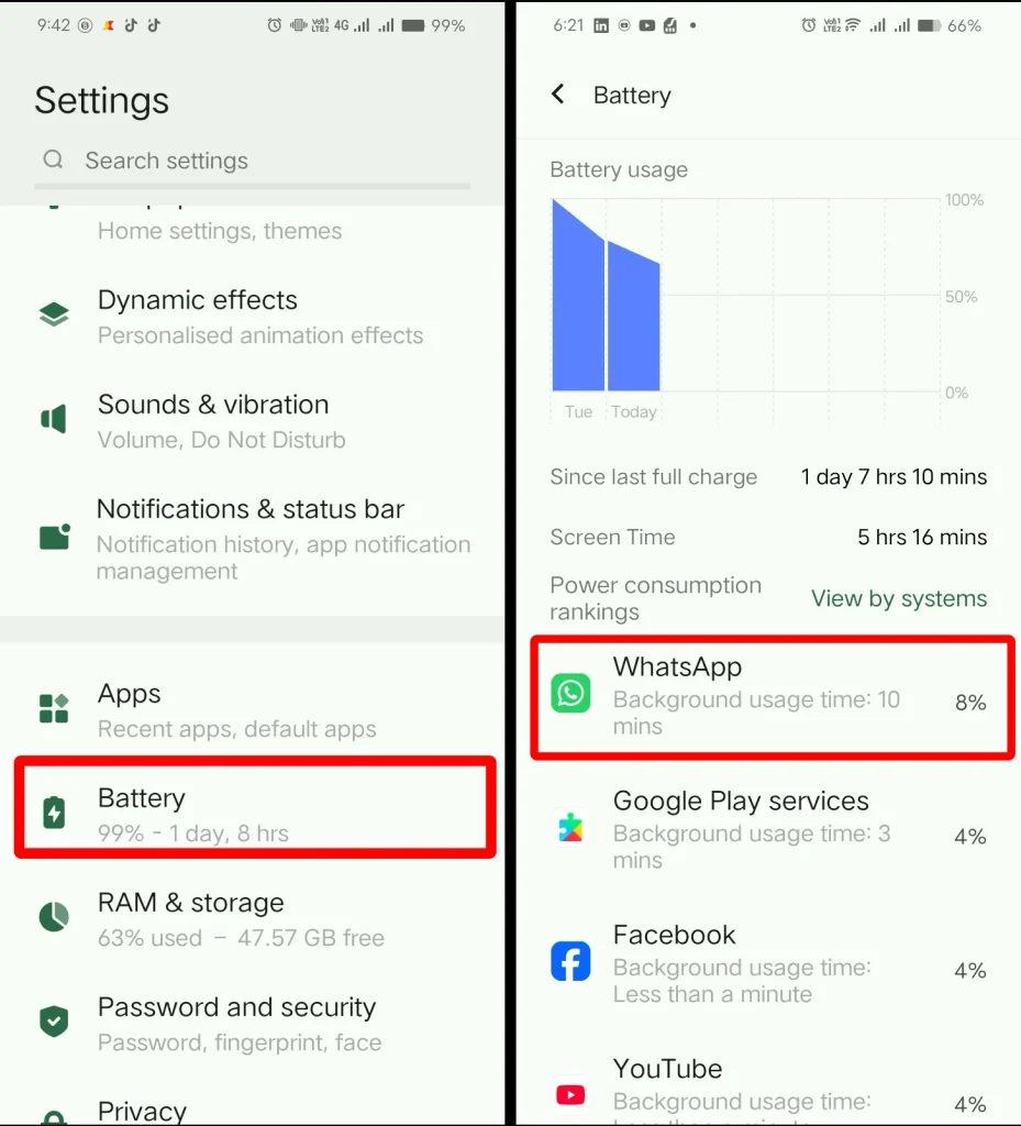 Checking Android battery usage