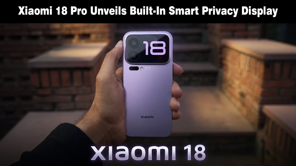 Galaxy S26 Ultra’s Privacy Display Gets a Rival, and Xiaomi Is Betting on Full RGB Pixels Purple Xiaomi 18 Pro held in hand showing a rear camera module and secondary display screen