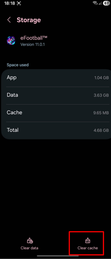 Tap Clear cache.