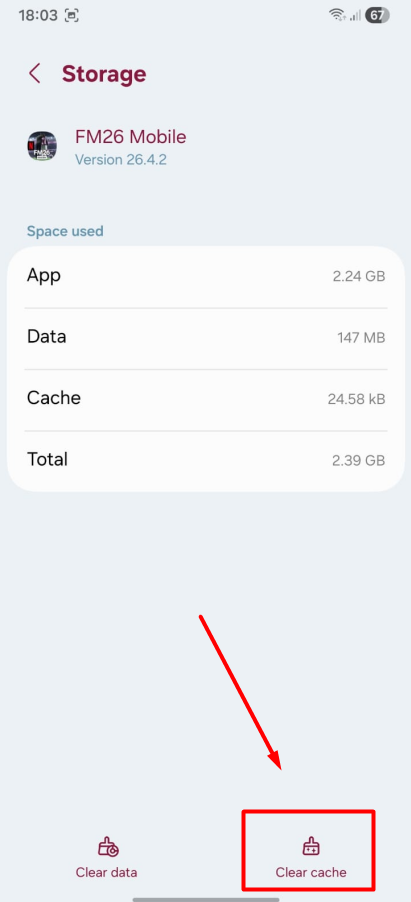 Clear stored cache