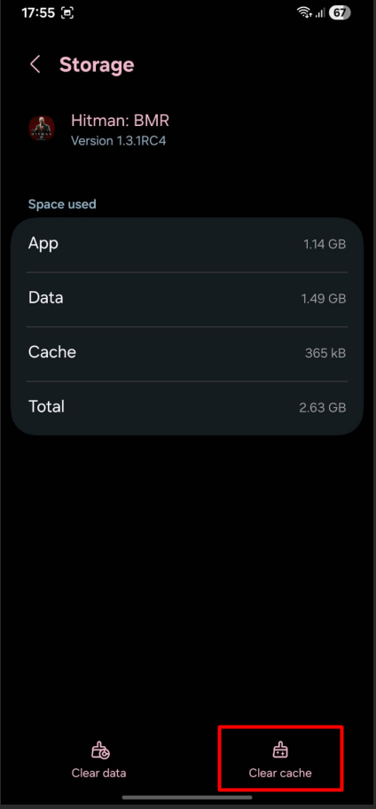 Tap Clear cache