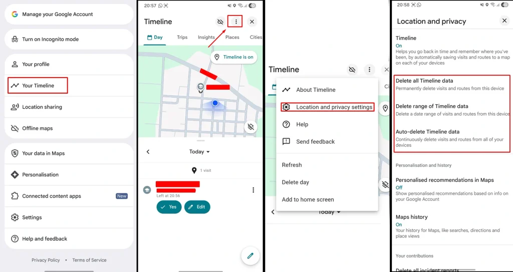 Delete Google Maps Location History