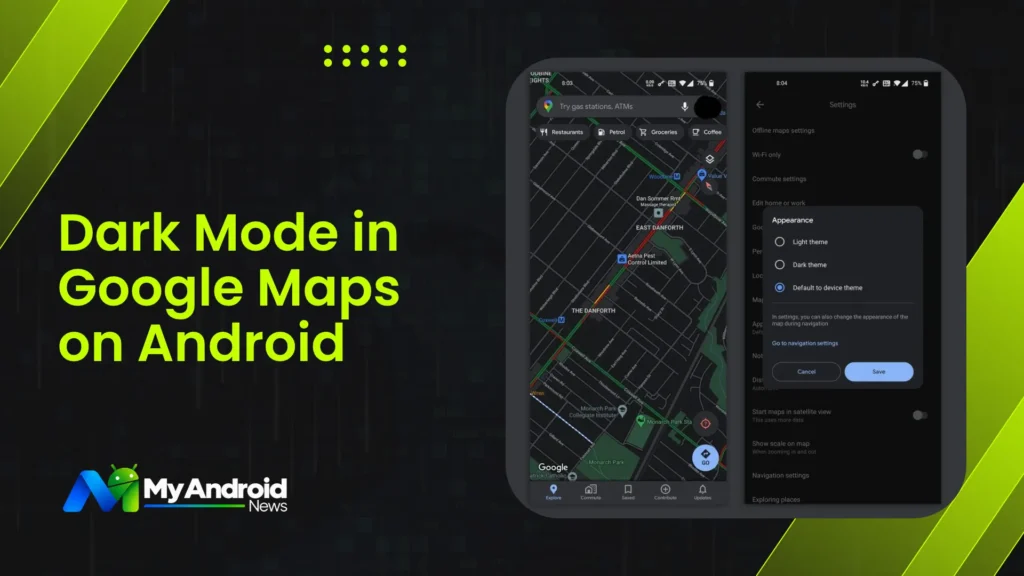 How to Turn On Dark Mode in Google Maps on Android Google Maps dark mode enabled on an Android phone