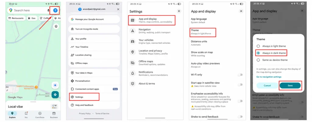 Enable dark mode on Google Maps