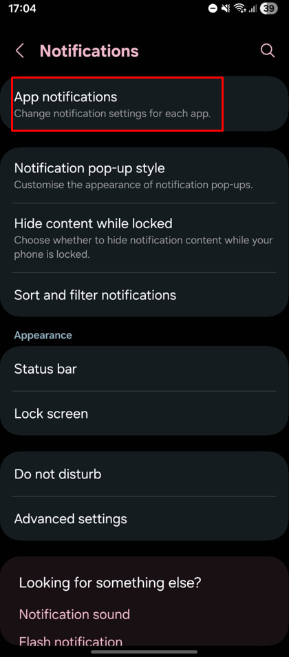 App notifications