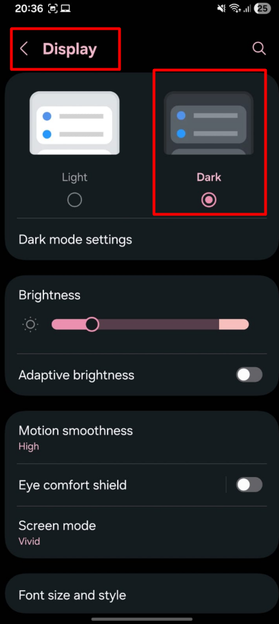 Turn on Dark theme on Android